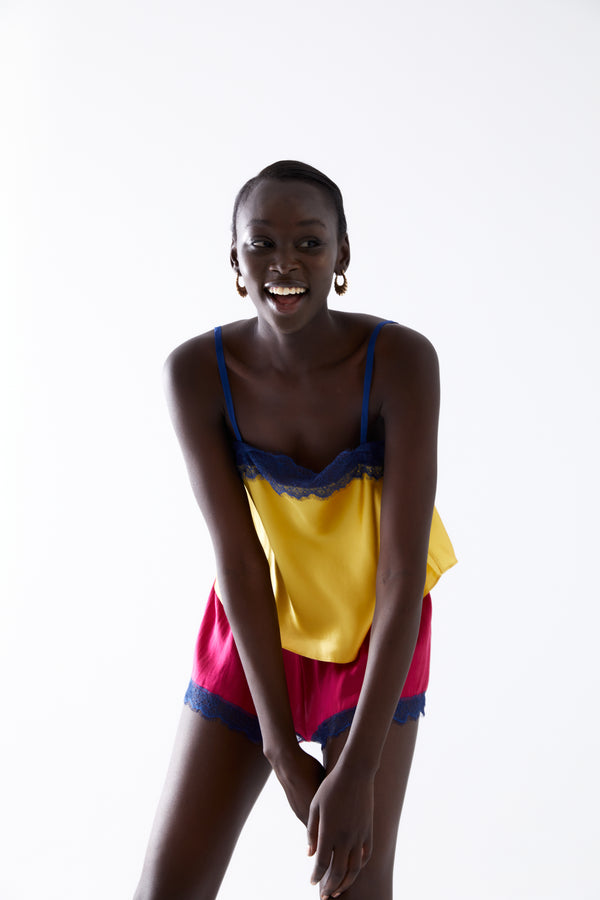 Sleeping With Jacques CLEO BOXER SET MIMOSA YELLOW & HOT PINK