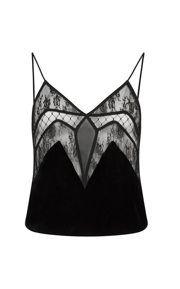 Sleeping With Jacques FRANCINE VELVET CAMISOLE BLACK