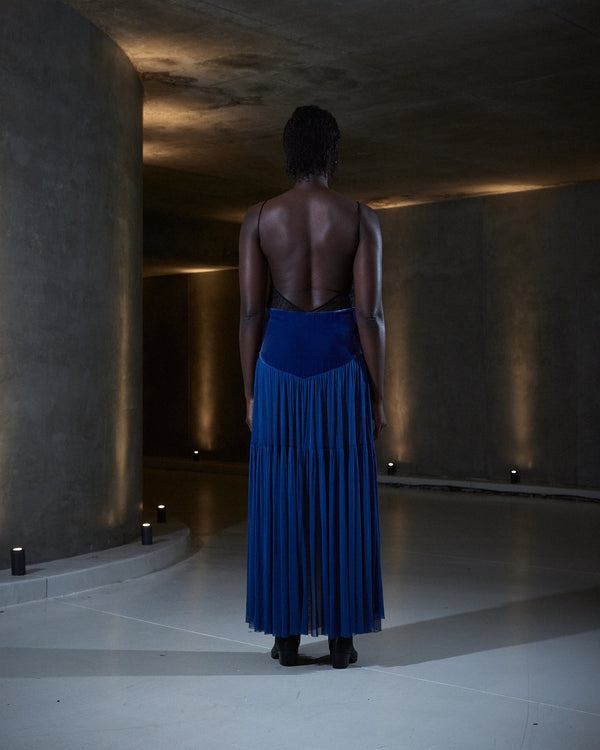 Sleeping With Jacques FRANCINE VELVET MAXI DRESS INDIGO BLUE