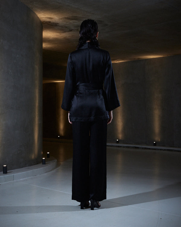 Sleeping With Jacques MARAIS SILK TUXEDO PANT BLACK