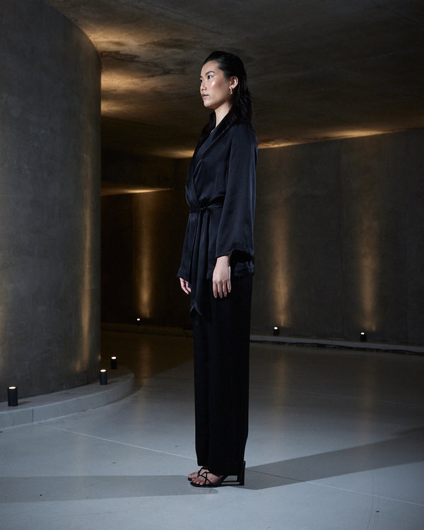 Sleeping With Jacques MARAIS SILK TUXEDO PANT BLACK