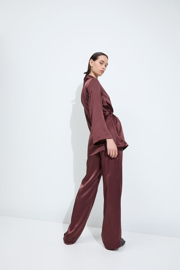 Sleeping With Jacques MARAIS SILK TUXEDO PANT CHOCOLATE