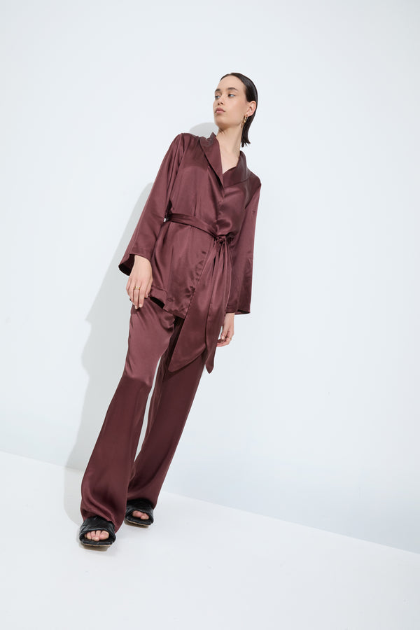 Sleeping With Jacques MARAIS SILK TUXEDO PANT CHOCOLATE