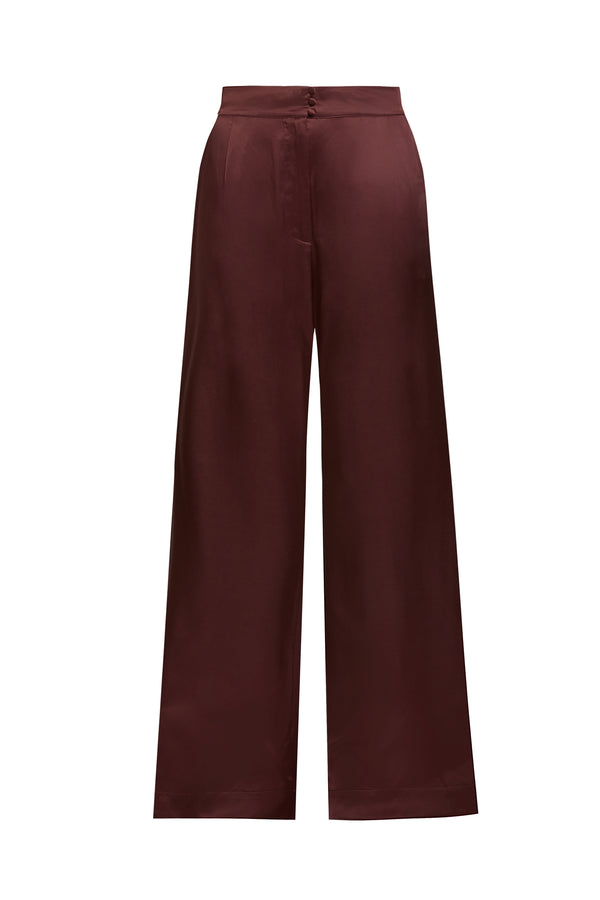 sleeping with jacques MARAIS SILK TUXEDO PANT CHOCOLATE