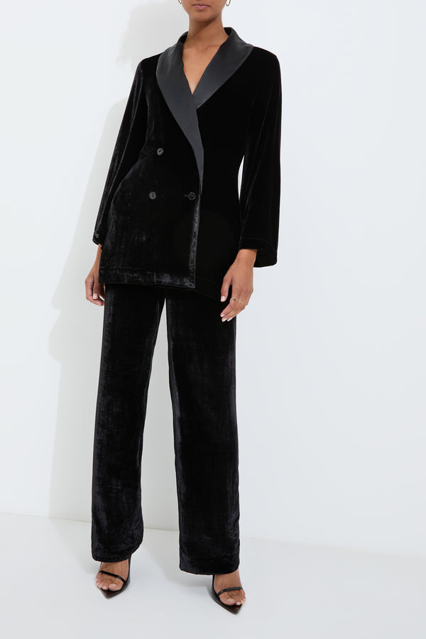Sleeping With Jacques MARAIS VELVET TUXEDO PANT BLACK