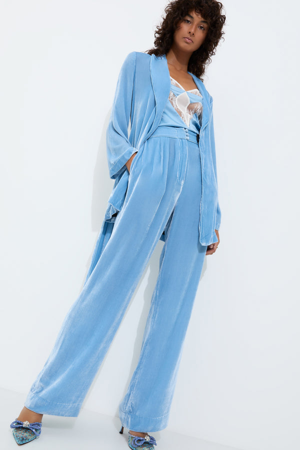 Sleeping With Jacques MARAIS VELVET TUXEDO PANT DUSK BLUE