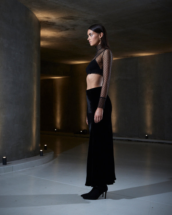 Sleeping With Jacques BIANCA VELVET SKIRT BLACK
