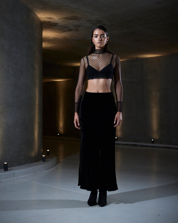 sleeping with jacques BIANCA VELVET SKIRT BLACK