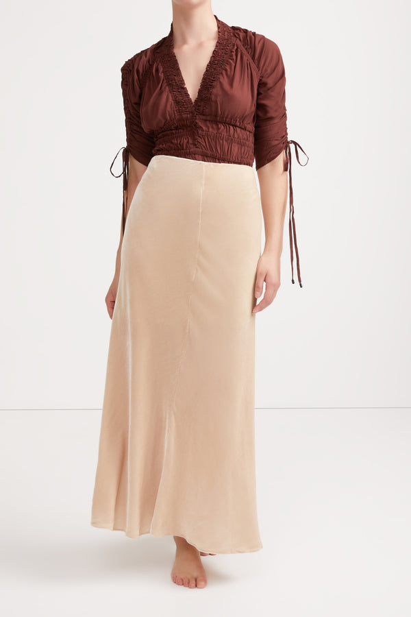 Sleeping With Jacques BIANCA VELVET SKIRT SAND
