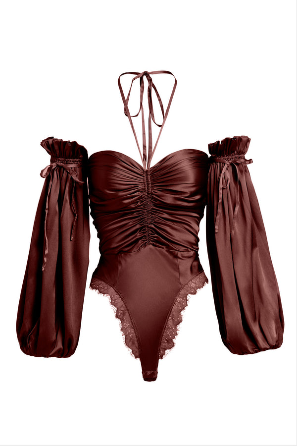 sleeping with jacques BRONTË BODYSUIT CHOCOLATE