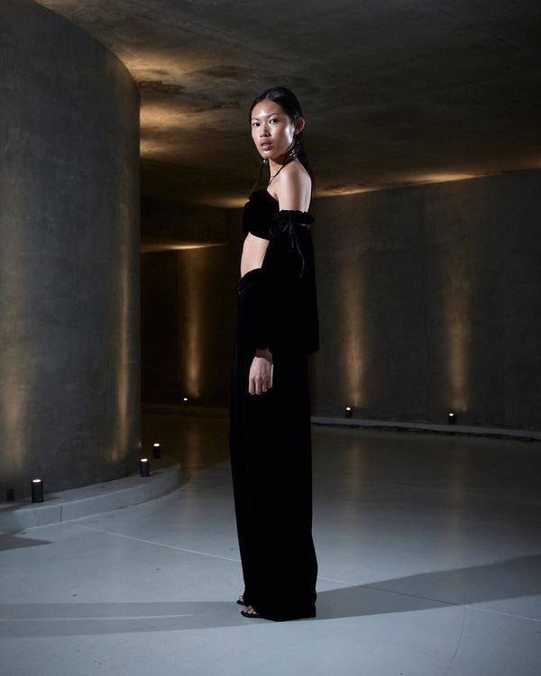 Sleeping With Jacques BRONTË MIDI VELVET TOP BLACK