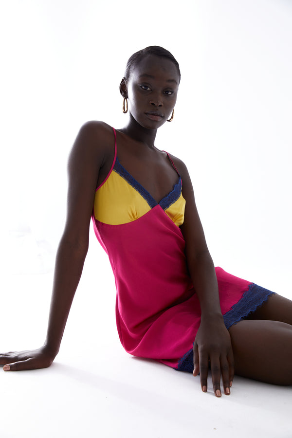 Sleeping With Jacques CHILLI SLIP DRESS HOT PINK