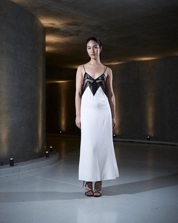 sleeping with jacques FRANCINE SLIP DRESS WHITE