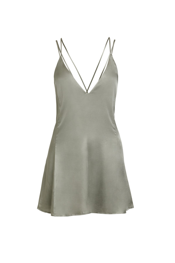 sleeping with jacques FREUDIAN SILK MINI SLIP SAGE