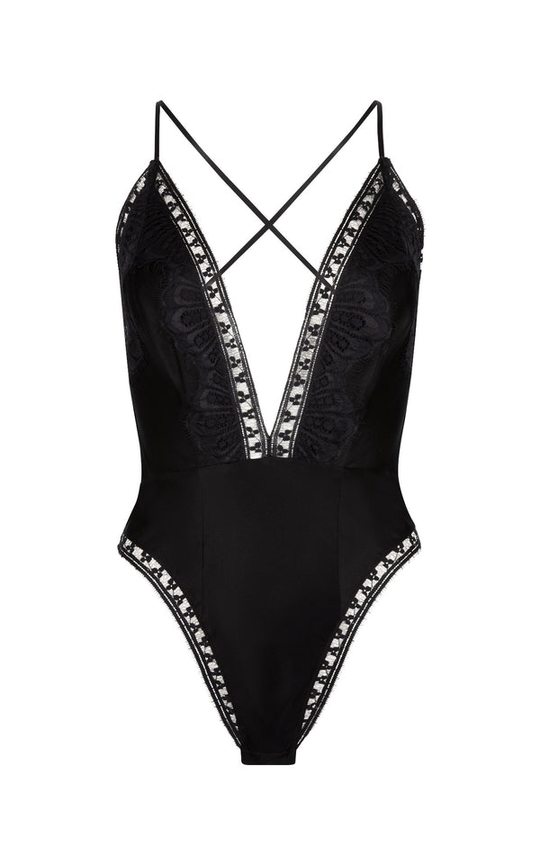 sleeping with jacques FREYA BODYSUIT BLACK