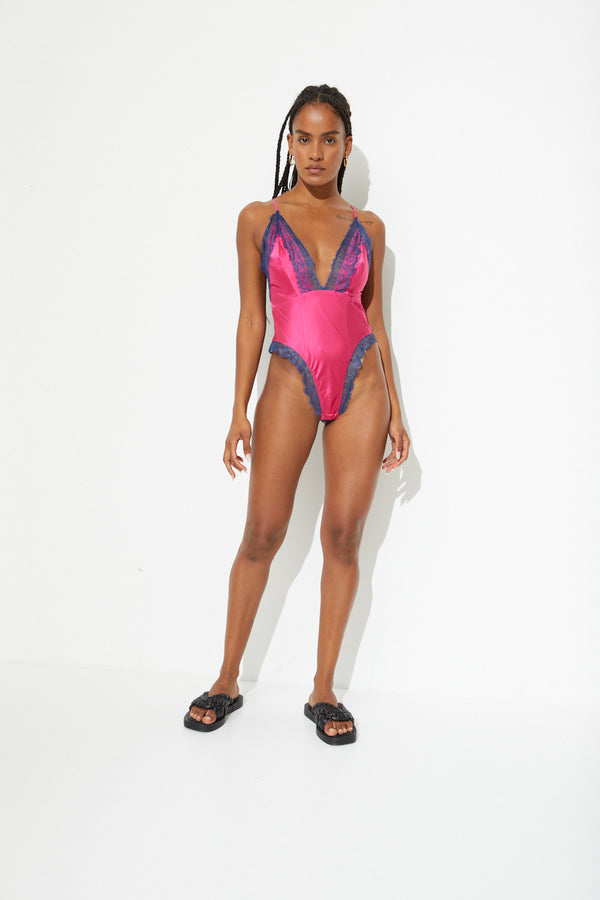 Sleeping With Jacques FREYA BODYSUIT HOT PINK