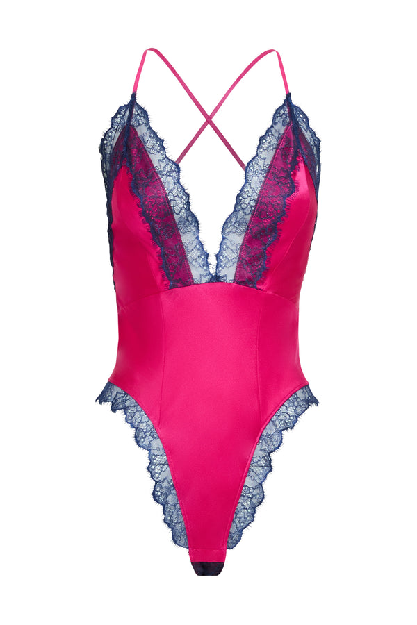 sleeping with jacques FREYA BODYSUIT HOT PINK
