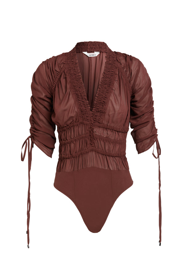 sleeping with jacques RACHEL BODYSUIT CHOCOLATE