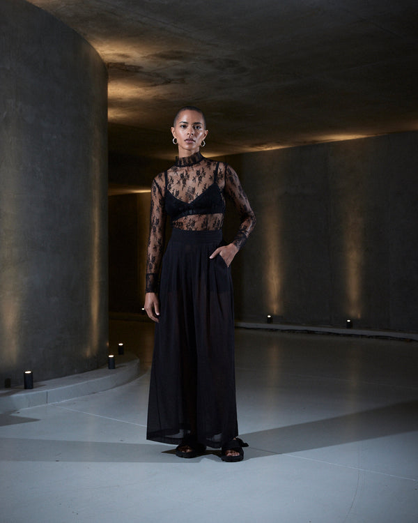 sleeping with jacques SHEER PANT BLACK