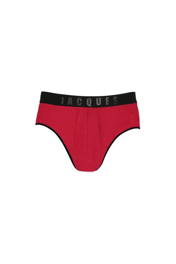 sleeping with jacques SWJ BRIEF BLACK ON RED