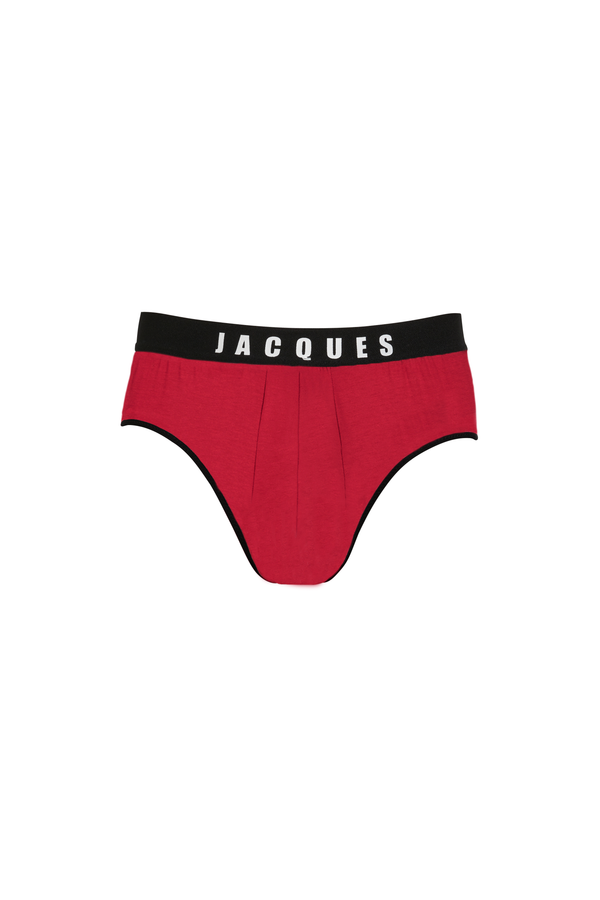 sleeping with jacques SWJ BRIEF WHITE ON RED