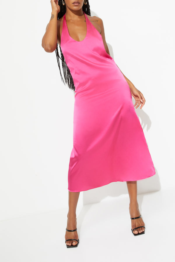 Sleeping With Jacques T-BOZ SLIP DRESS HOT PINK