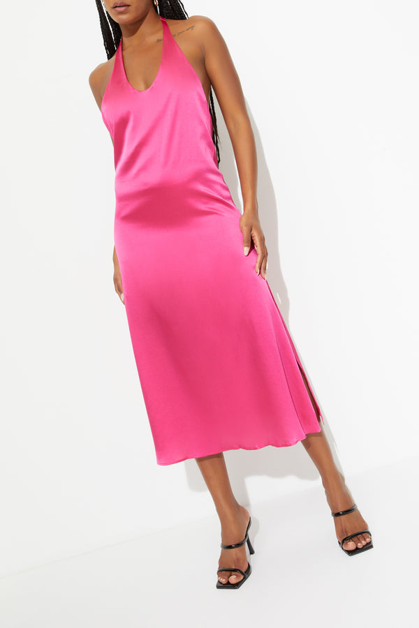 Sleeping With Jacques T-BOZ SLIP DRESS HOT PINK