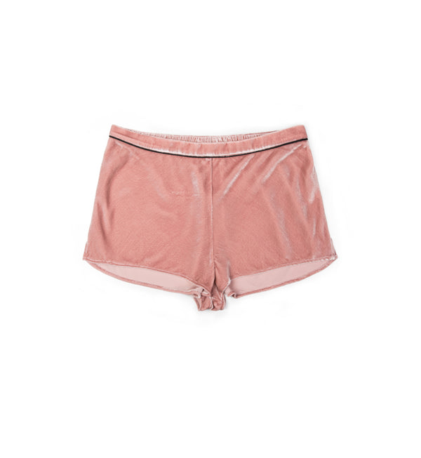 sleeping with jacques VELVET SHORT SHORTS BLUSH