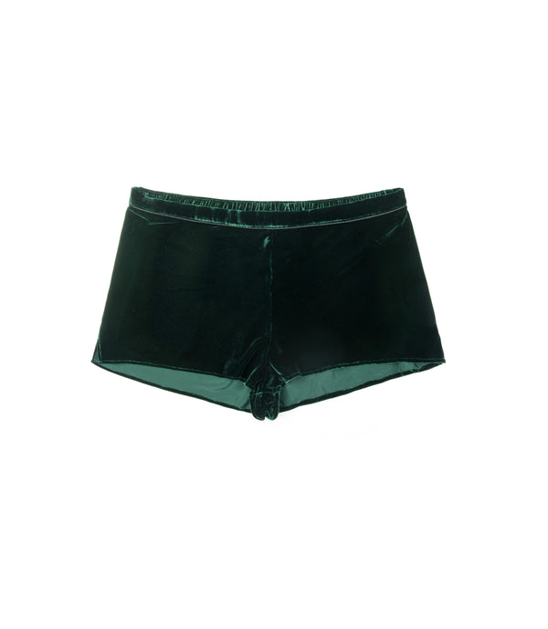 sleeping with jacques VELVET SHORT SHORTS EMERALD