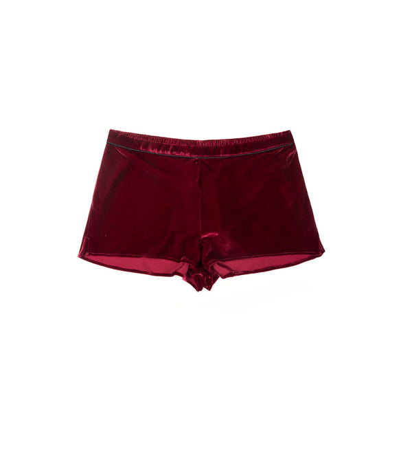 sleeping with jacques VELVET SHORT SHORTS WINE