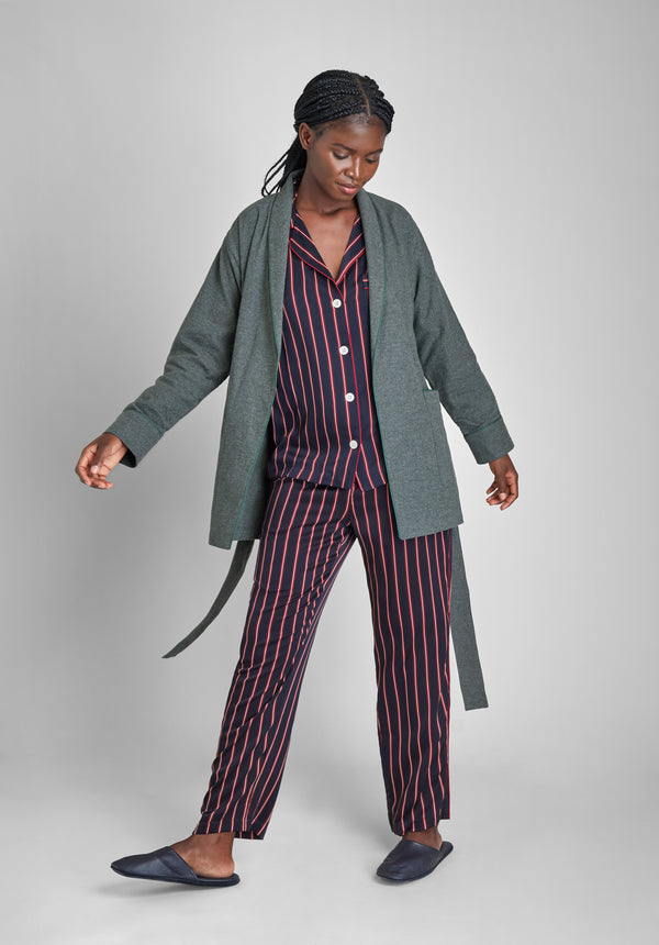 Sleepy Jones Agnelli Smoking Jacket In Charcoal Grey Flannel