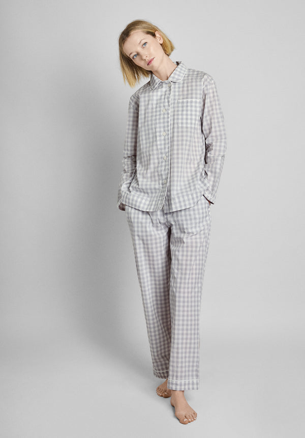 Sleepy Jones Bishop Pajama Set In Large Grey Gingham