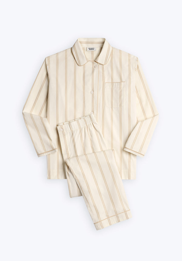 sleepy jones Bishop Pajama Set in Sand & Cream Stripe