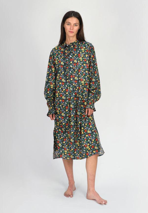 Sleepy Jones Cornett Gown In Liberty Edenham Floral Navy