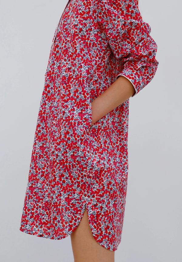 Sleepy Jones Elsa Night Shirt In Liberty Wiltshire Berries Red