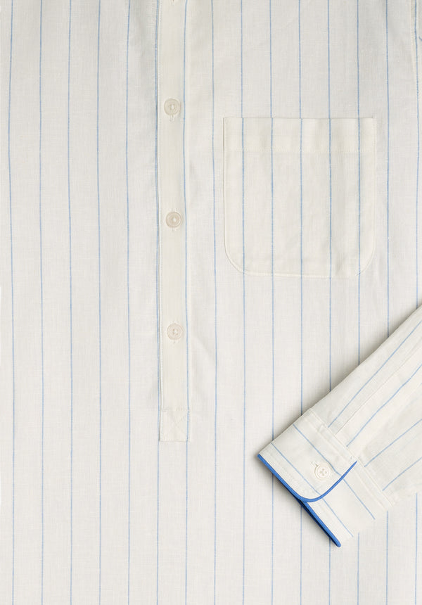 Sleepy Jones Georgia Kaftan In Linen-Cotton Baker Stripe