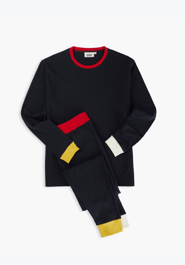 sleepy jones Helen Lounge Set in Midnight Navy Colorblock