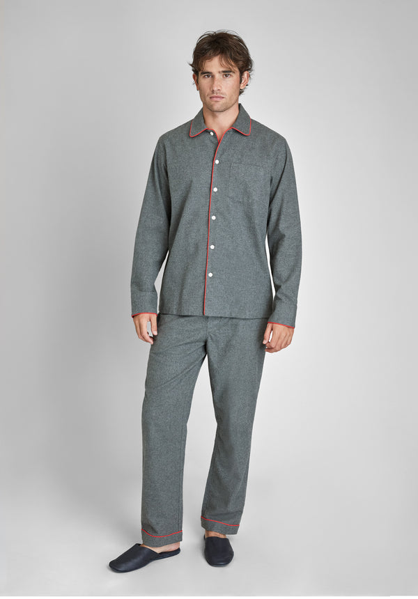 Sleepy Jones Henry Pajama Set In Charcoal Grey Flannel