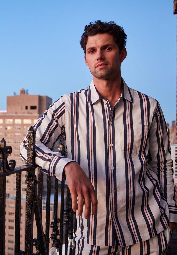 Sleepy Jones Henry Pajama Set In Nautical Regimental Stripe