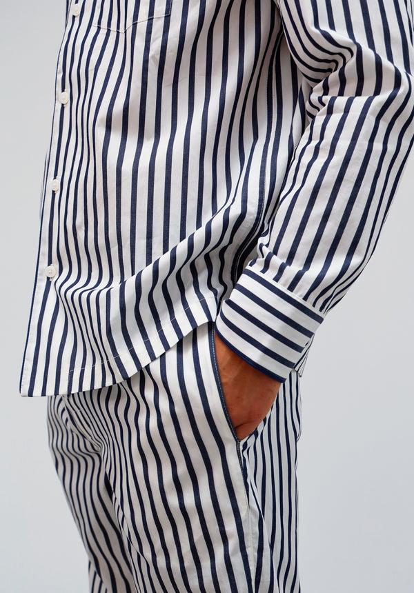 Sleepy Jones Henry Pajama Set In Navy Breton Stripe