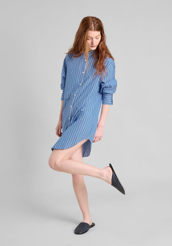 Sleepy Jones Jo Band Collar Nightdress In French Riviera Stripe