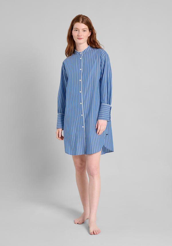 Sleepy Jones Jo Band Collar Nightdress In French Riviera Stripe