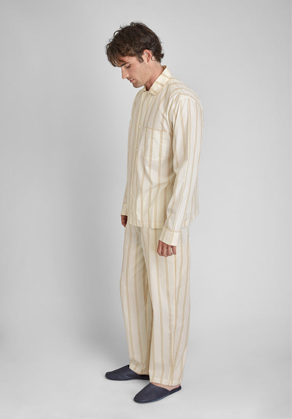 Sleepy Jones Lowell Pajama Set In Sand & Cream Stripe