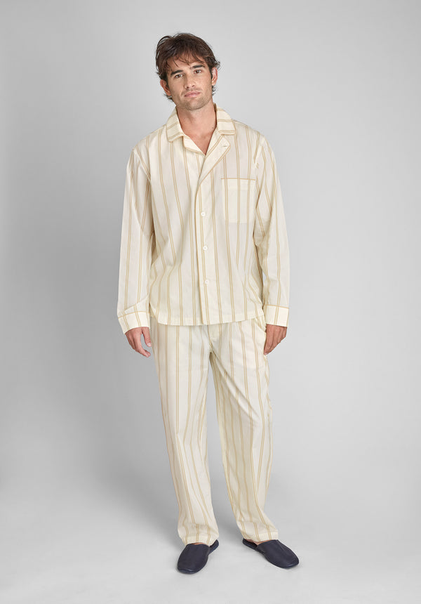 Sleepy Jones Lowell Pajama Set In Sand & Cream Stripe