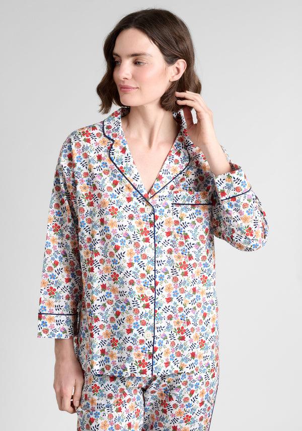 Sleepy Jones Marina Pajama Set In Liberty Edenham Floral White