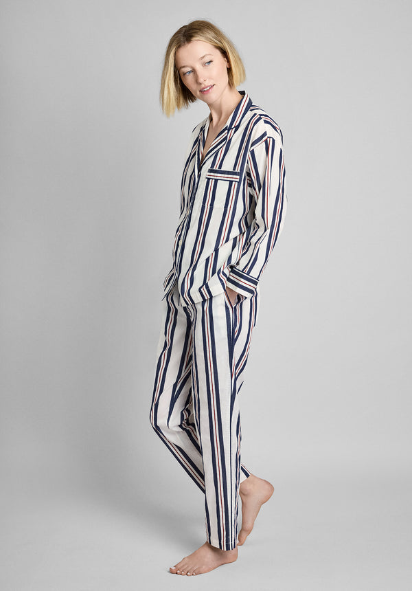 Sleepy Jones Marina Pajama Set In Nautical Regimental Stripe