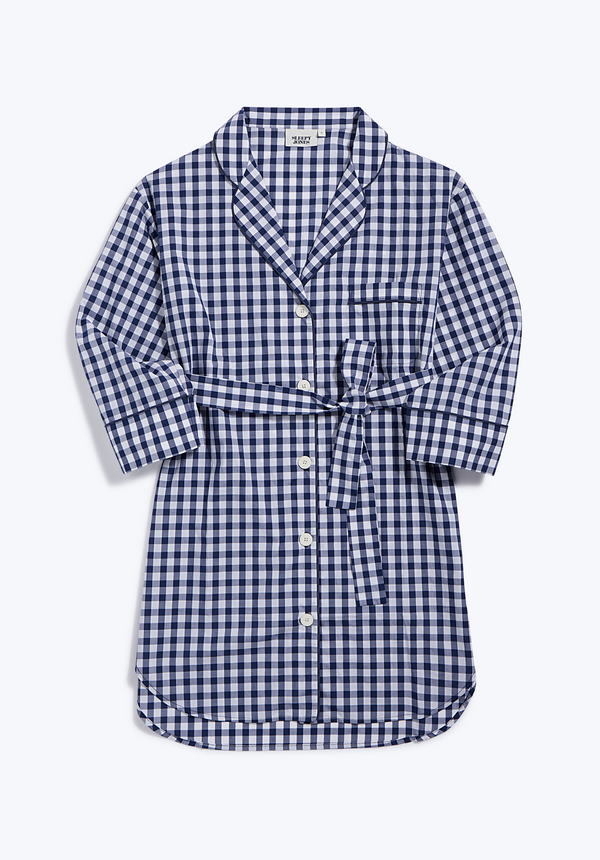 sleepy jones Marina Shirt Dress in Large Navy Gingham