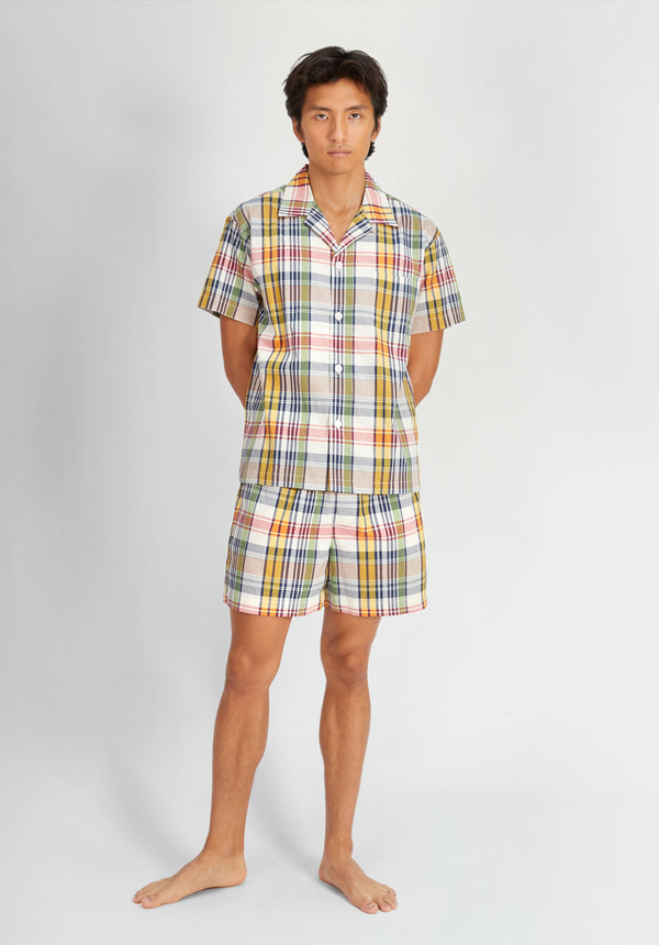 Sleepy Jones Martin Camp Shirt In Beige Golfer's Madras