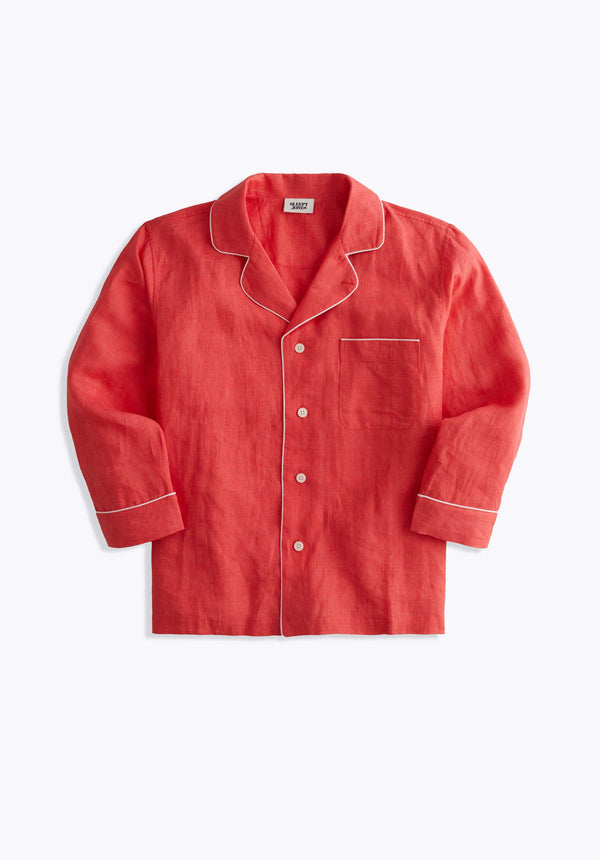 sleepy jones Milton Pajama Shirt in Washed Red Linen
