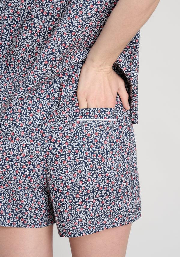Sleepy Jones Corita Set In Bed Of Roses Navy